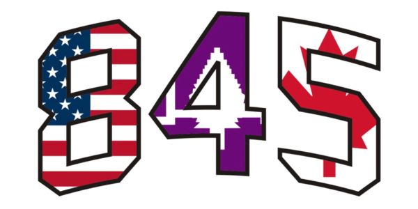 Numbers 845 with American flag design.