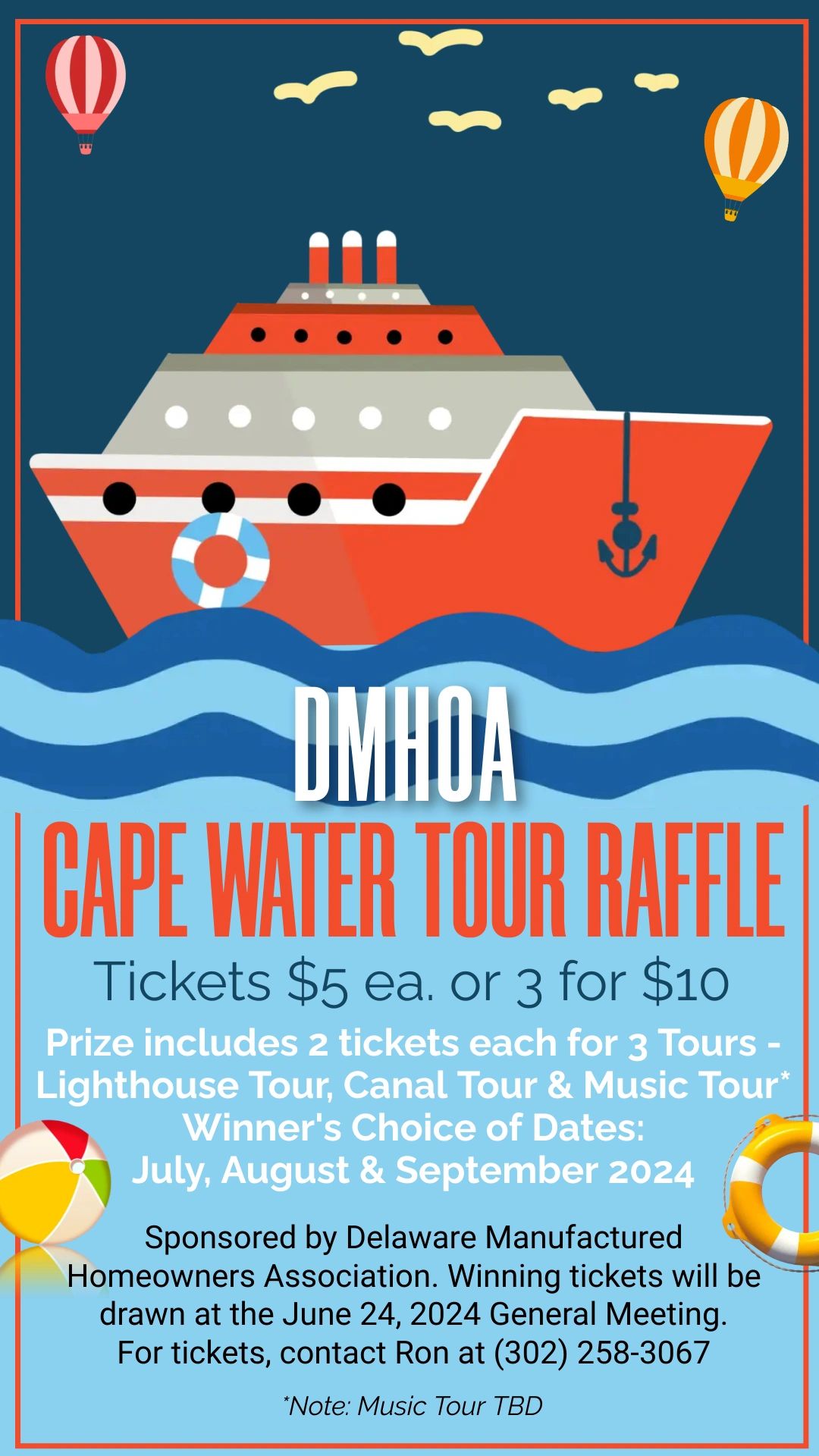 DMHOA Cape Water Tour Raffle