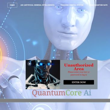 Futuristic AI interface with robot and unauthorized access warning.