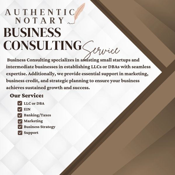 Business Consulting Nationwide. LLC  registration and DBA information. EIN information. Business pla