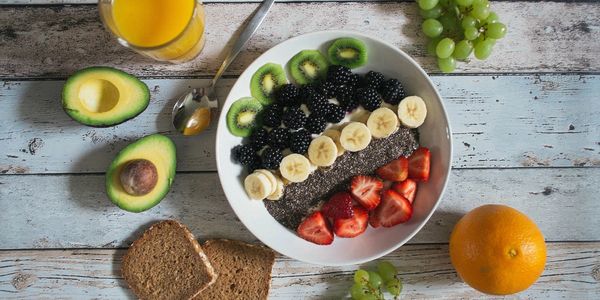 Yogurt fruit bowl with chia seeds