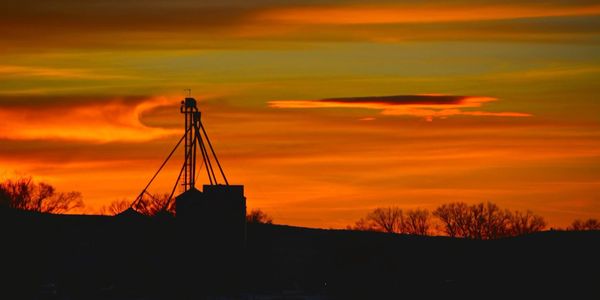 Hayden Granary at sunset