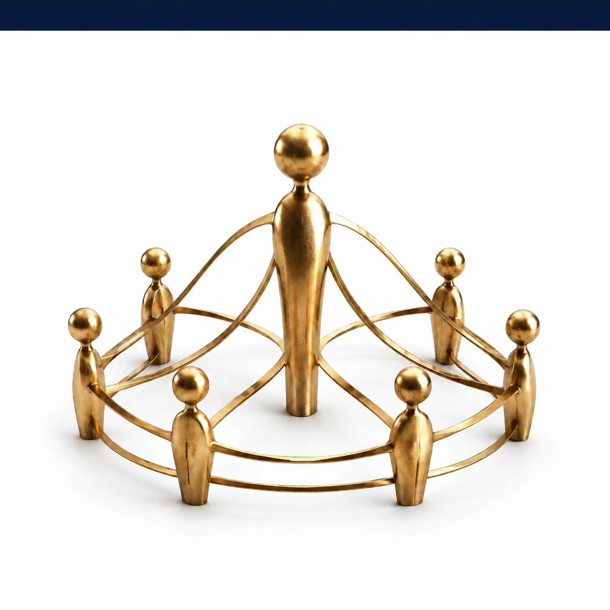 Gold figurines connected in a circle around a central figure.