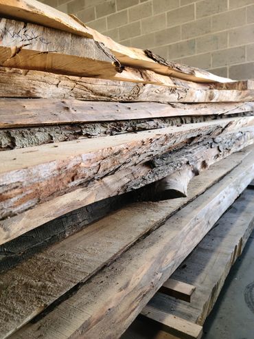 Stacked maple hardwood slabs