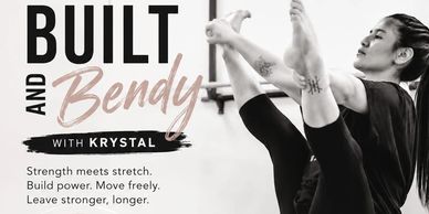 Woman practicing a stretching exercise promoting strength and flexibility.