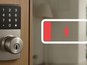 Smart door lock with low battery warning.
