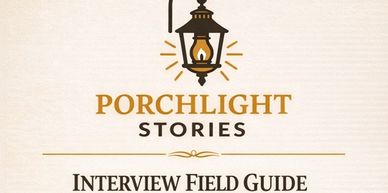 Porchlight Stories Interview Field Guide cover with lantern logo.