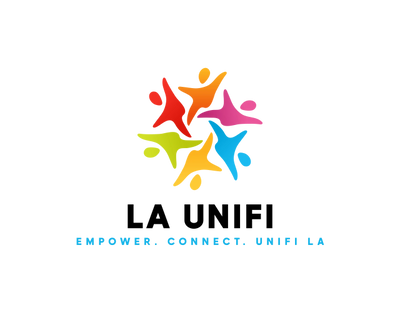Colorful human figures forming a circle logo with text below.