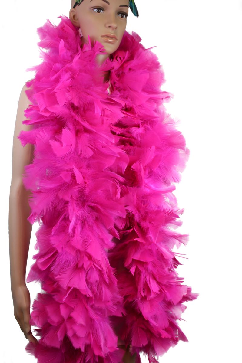 2 Yards - Hot Pink Heavy Weight Turkey Flat Feather Boa, 150 Gram