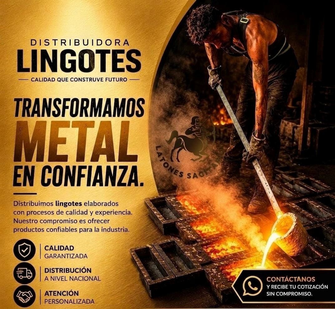 Trabajador vertiendo metal fundido en moldes.