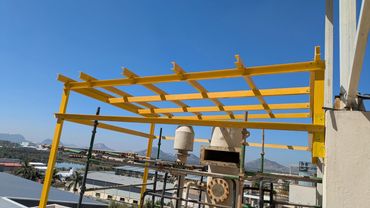 FRP structural frame installation for industrial plant roofing support