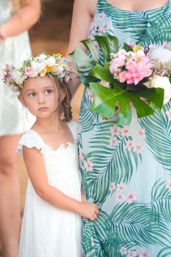 Kauai Wedding flower girl haku head lei alohanas