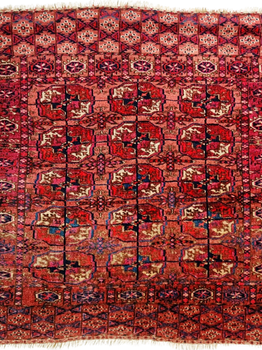 Antique Turkoman: 3' 4" x 3' 6" Circa: early 1900's