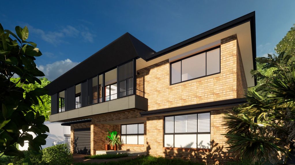 Proposed image of private residence with new first floor retreat overlooking national parkland.