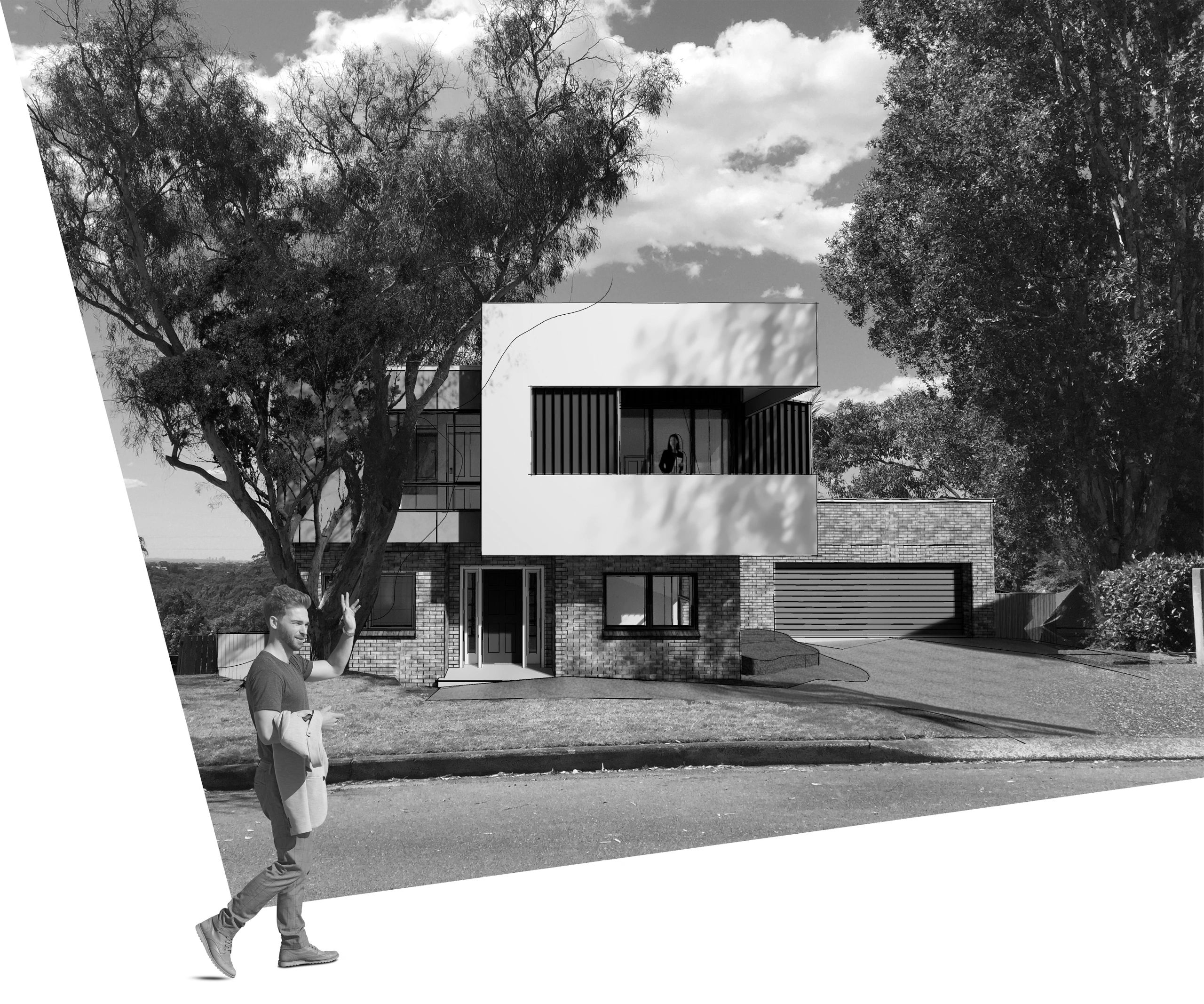 Autodesk Revit generated 3D model of proposed modern additions and alterations to Yangoora house 