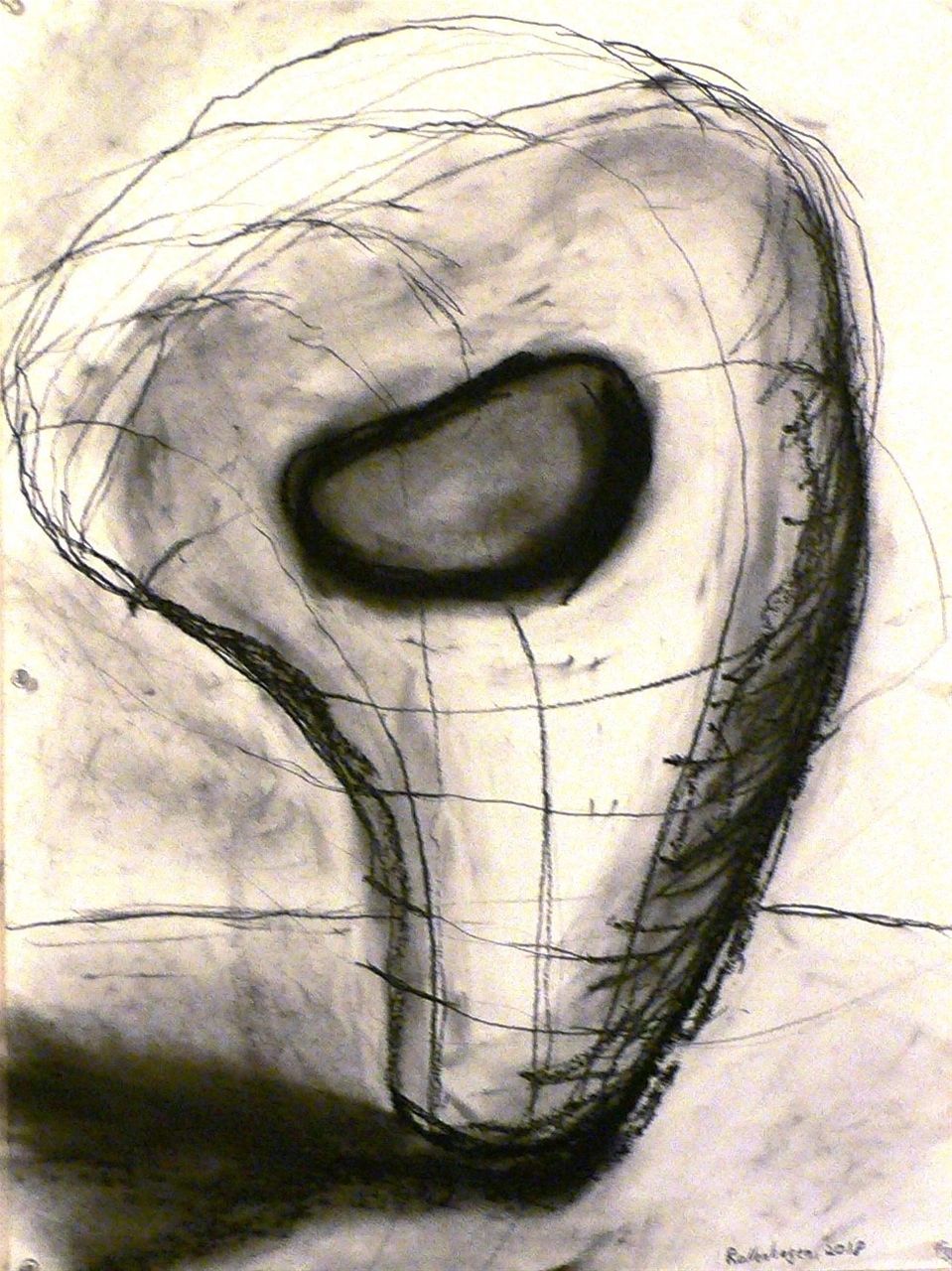 "Study for Sculpture", charcoal and conte crayon on paper, 2021.