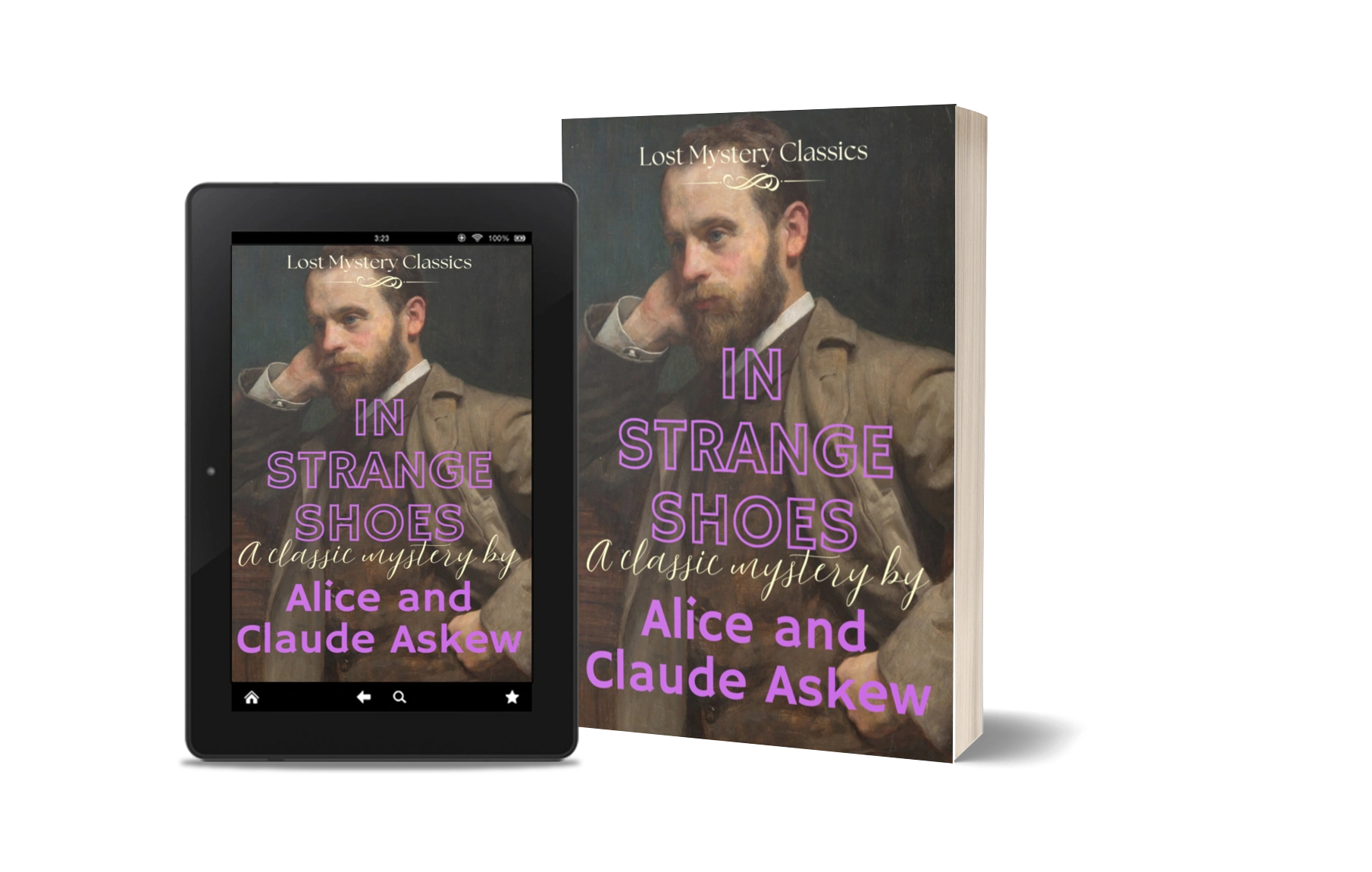 A paperback book and ebook showing In Strange Shoes by Alice and Claude Askew