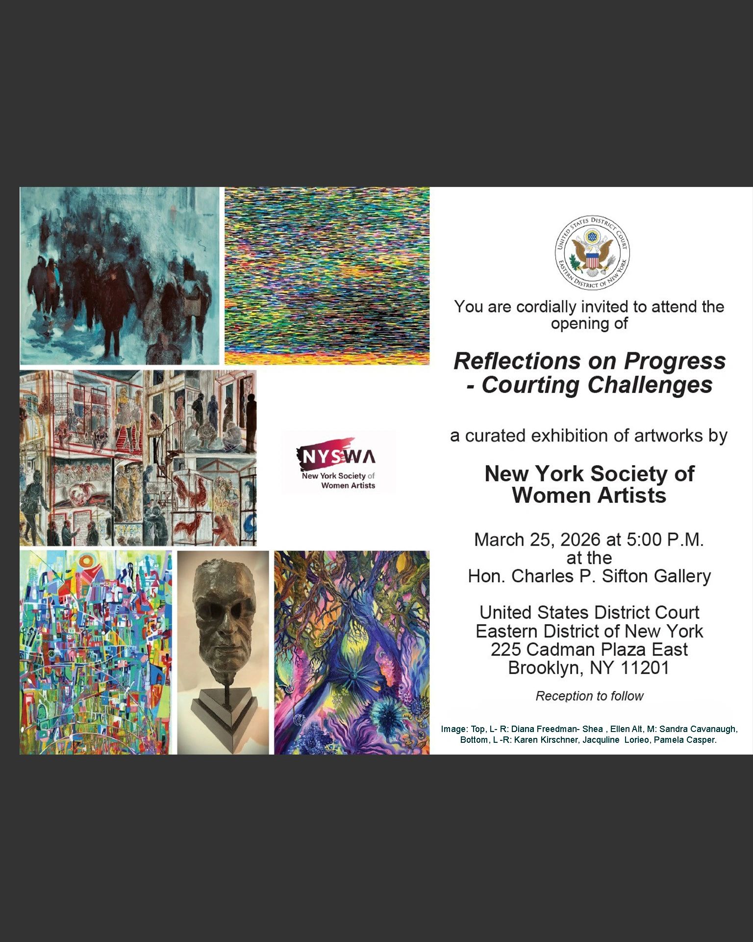 NYSWA group exhibition, 30 Women Artists, at 225 Cadman Plaza East, Brooklyn, New York, 11201