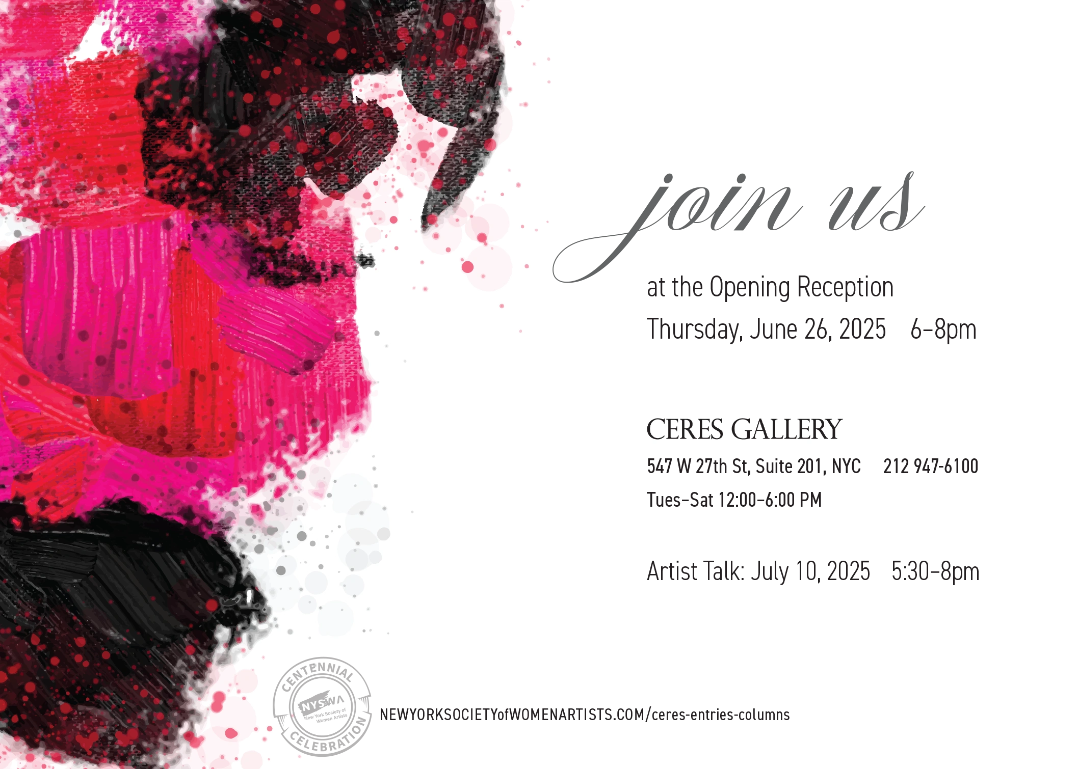 NYSWA centennial group exhibition at Ceres Gallery 