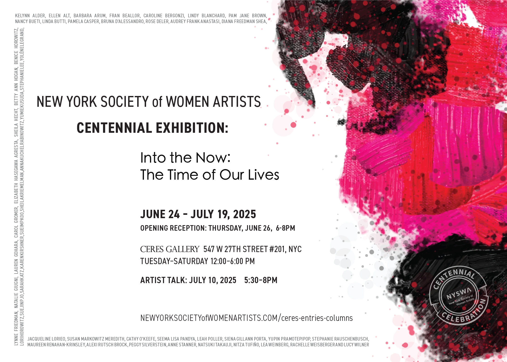New York society of women artists centennial exhibition: Into the Now: The Time of Our Lives
