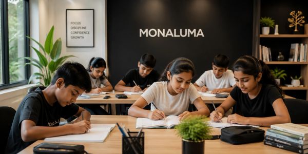 Group of students studying together at a table.