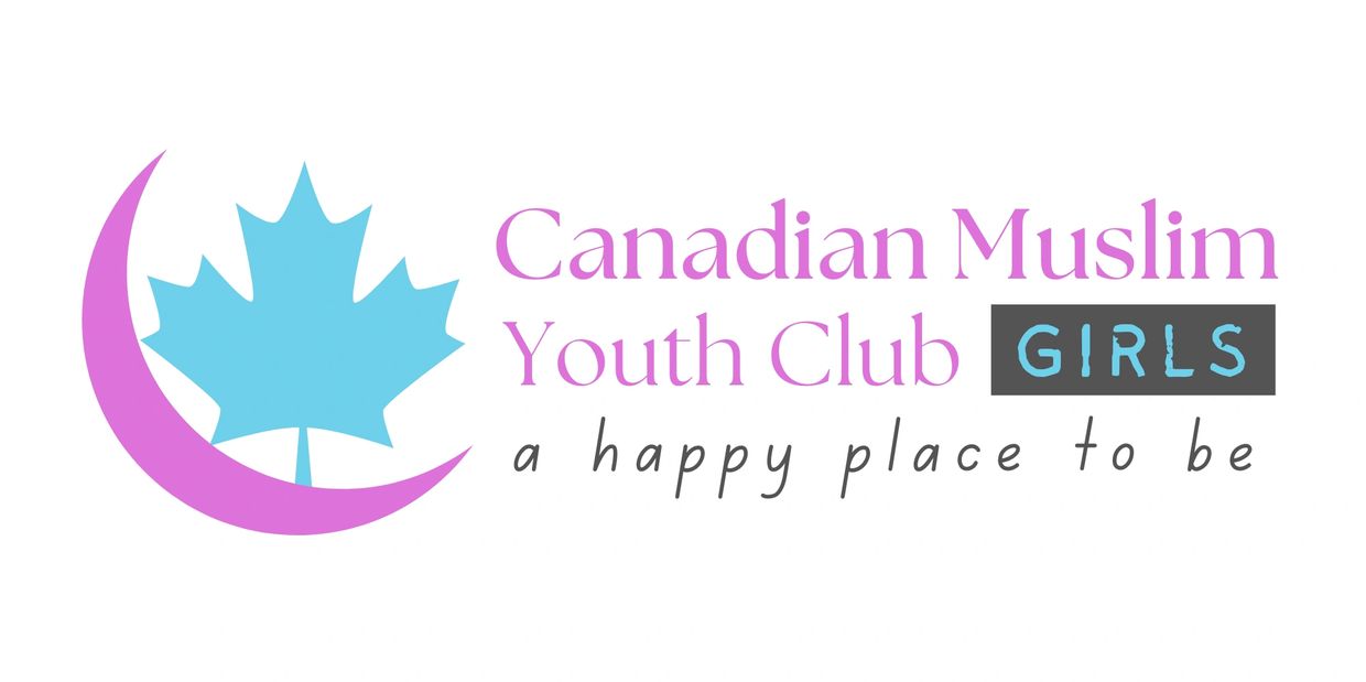 Logo of Canadian Muslim Youth Club for girls with a maple leaf and crescent moon.