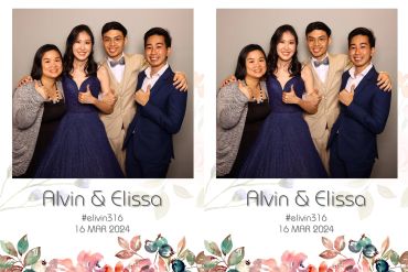 Group photo of four friends at Alvin and Elissa's wedding on March 16, 2024.