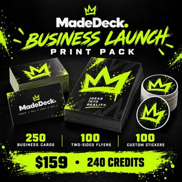 Business launch print pack with cards, flyers, stickers.