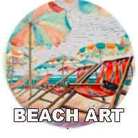 beach chairs and umbrellas oil paintings and prints at The Heard Gallery online and location