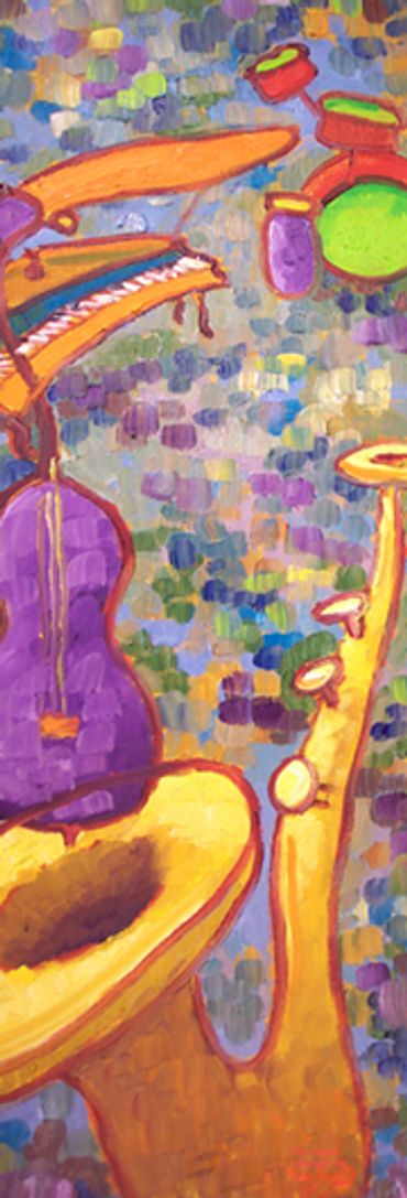 Musical horn/abstract art/piano/drums/violin/theheardgallery.com