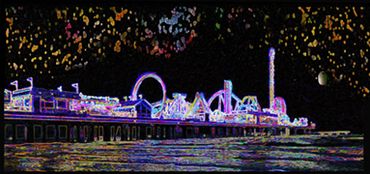 Galveston Tx night scene of The Pleasure Pier-digital created image