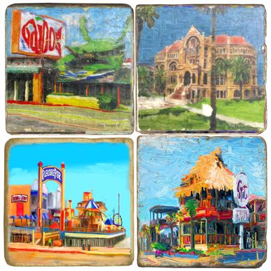 Galveston Texas Marble Coasters of Local Places