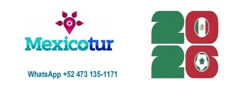 Logo of Mexicotur with contact and 2020 design featuring Mexican flag and soccer ball.