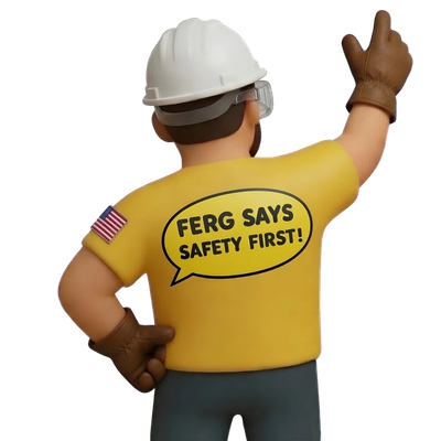 Construction worker giving a thumbs-up with a safety message on his shirt.