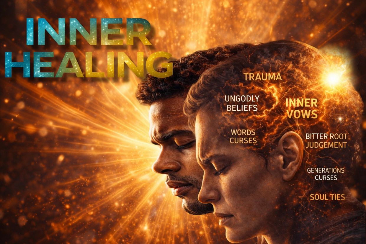 Two people with closed eyes symbolize inner healing amidst trauma and negative beliefs.