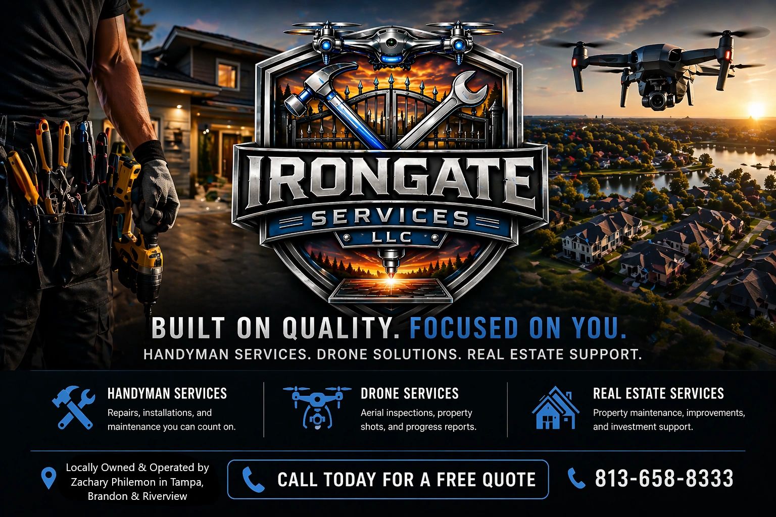 Irongate Services offers handyman, drone, and real estate services with a focus on quality and customer satisfaction.