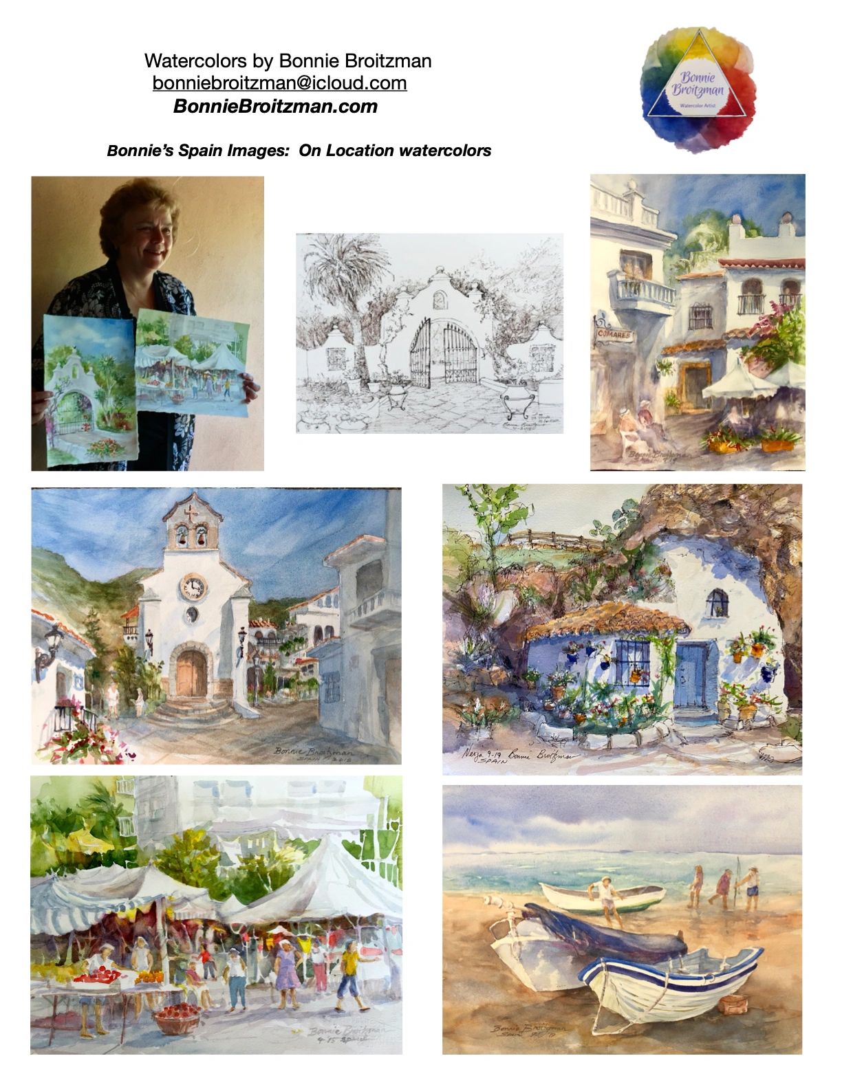 Spain Images on location watercolors by Bonnie Broitzman, Intuitive Watercolor Artist
