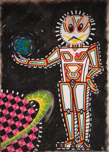 Creator of the Cosmos
acrylic on stretched canvas 
84 in x 60 in 
213.36 cm x 162.56 cm 