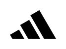 Black and white stylized Adidas logo with three diagonal stripes.