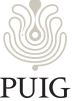 PUIG logo with a stylized abstract design above the text.