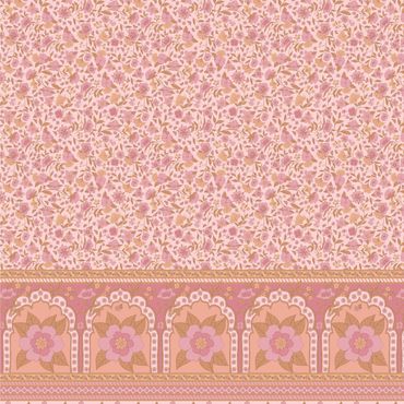 A bohemian border design with delicate pink flowers. Seamless pattern for fashion and lifestyle 