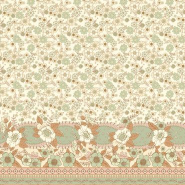 A bohemian border prints in colors of green and beige. A seamless pattern fashion print 