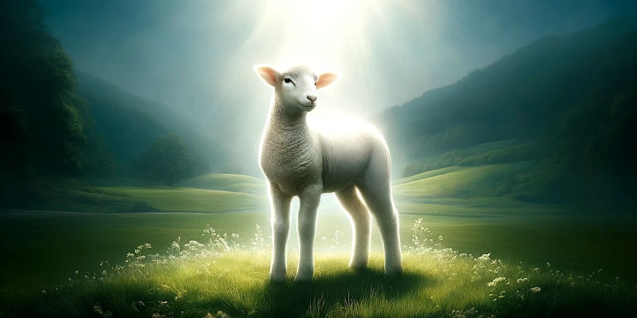 a little lamb standing in a meadow