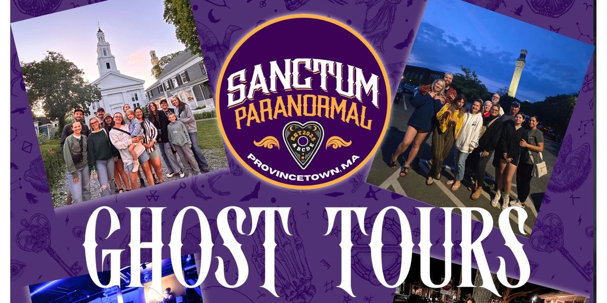 Group photos promoting Sanctum Paranormal ghost tours in Provincetown, MA.