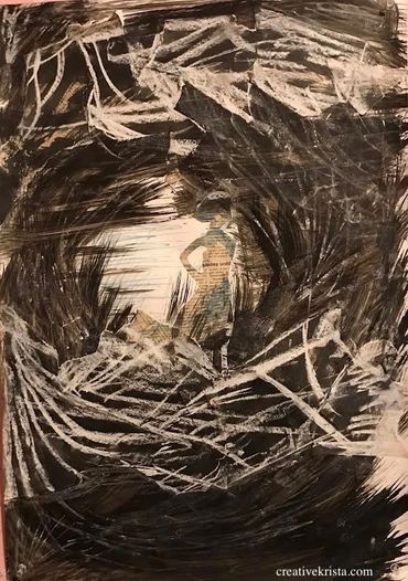 Intrepid, 2020, Ink, Chalk, Newspaper, & Marker, 19" x 27.5"
