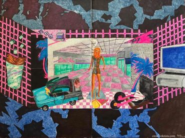 Whatever Happened To Us, 2022, Watercolor Marker, 4' x 3'