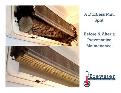 Air conditioning ductless mini split that we recently serviced. Before and after.