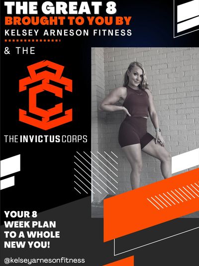 Fitness program promotion featuring a strong woman and bold text.