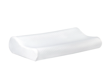 Contour memory foam pillow with a white textured cover.
