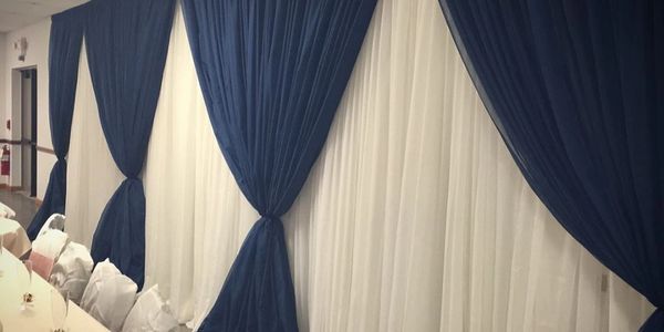 navy wedding, pipe and drape, wedding backdrops Indiana, weddings Sunman, St. Leon